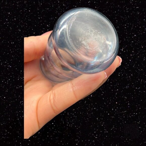 Iridescent Cobalt Blue Flint Glass Blown Vase Decoration Art Glass 3”T 1.5”W - Picture 4 of 12